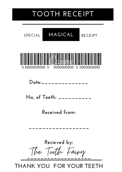 Tooth Receipt from the Tooth Fairy
